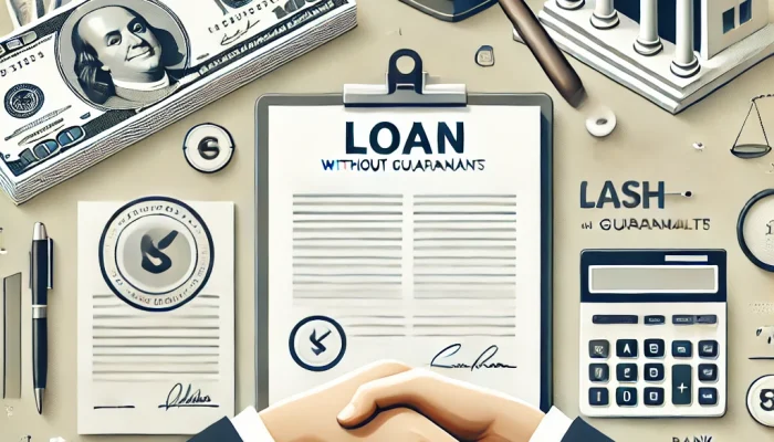 DALL·E 2024-10-24 00.00.45 - A professional and visually appealing header image representing the concept of 'loans without guarantors.' The image features symbols such as loan doc